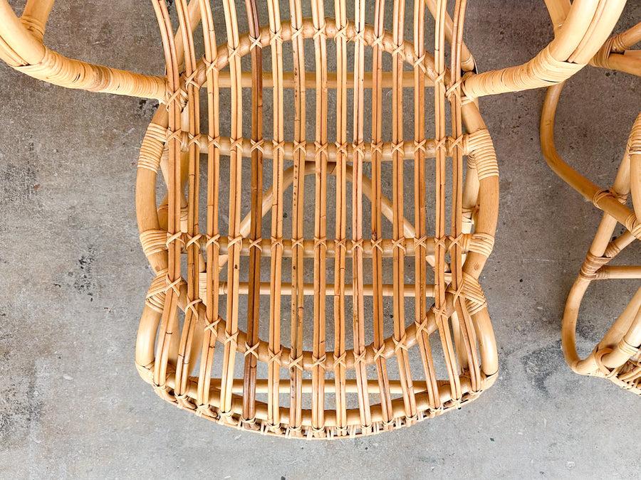 Pair of Coastal Chic Rattan Lounge Chairs