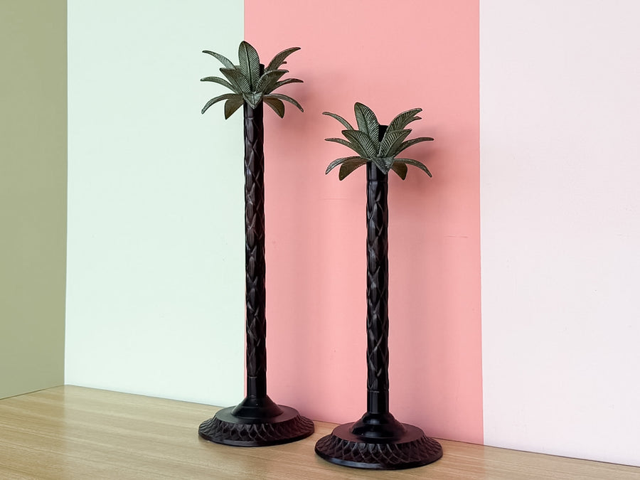 Pair of Palm Tree Candle Holders