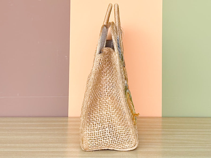 Woven Floral Beach Tote