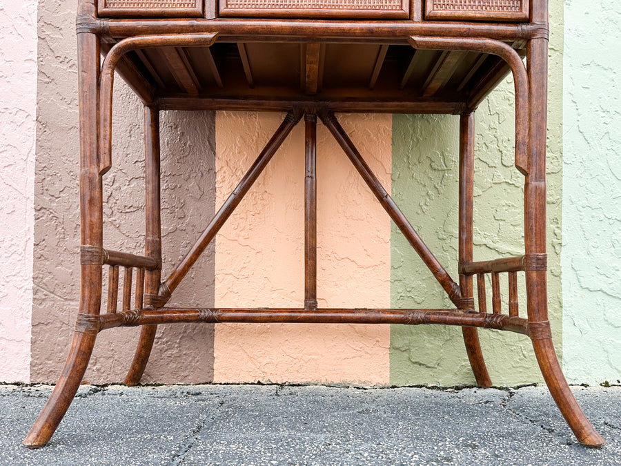 Petite West Indies Style Rattan Writing Desk