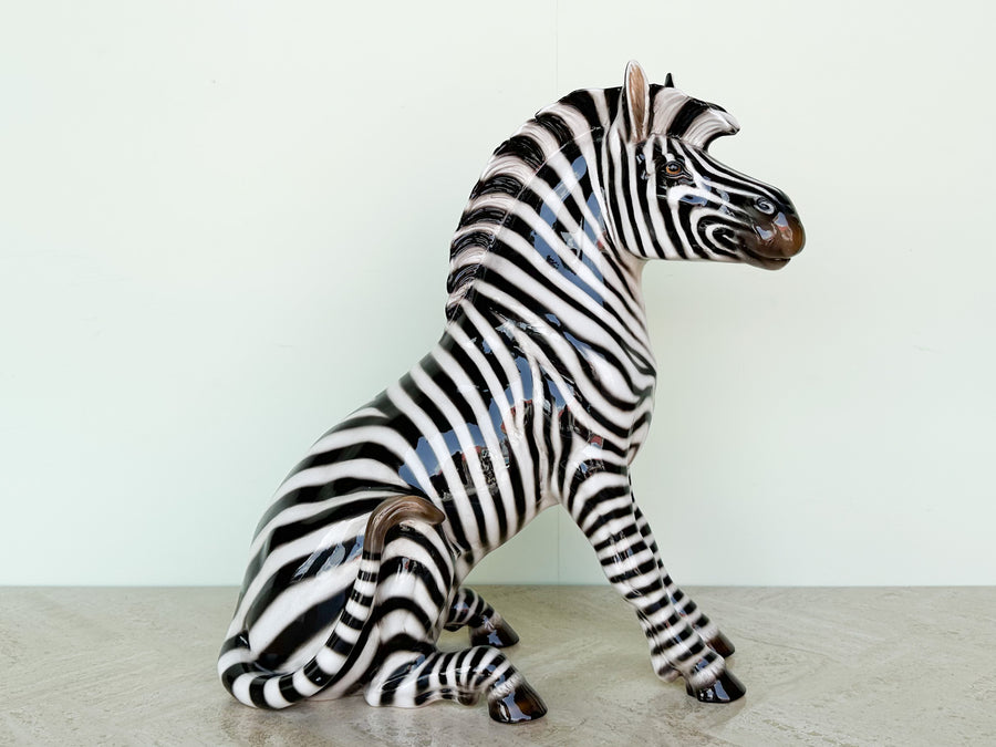 Large Lounging Italian Ceramic Zebra