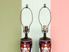 Pair of Red and Blue Chinoiserie Peacock Lamps