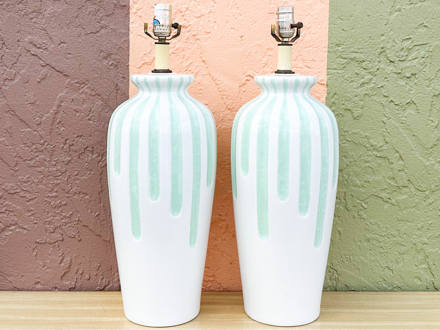Pair of Seafoam Drip Lamps