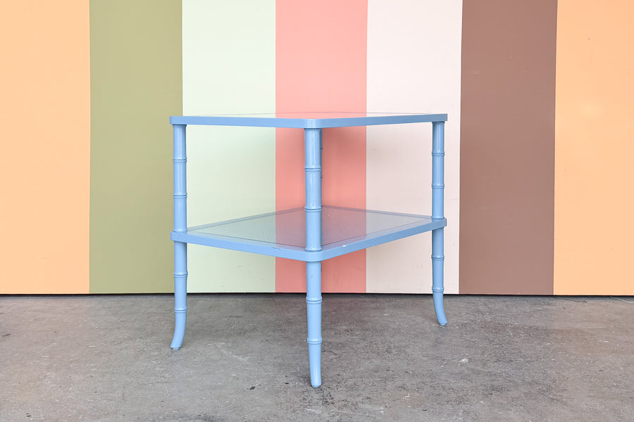Faux Bamboo and Cane Side Table