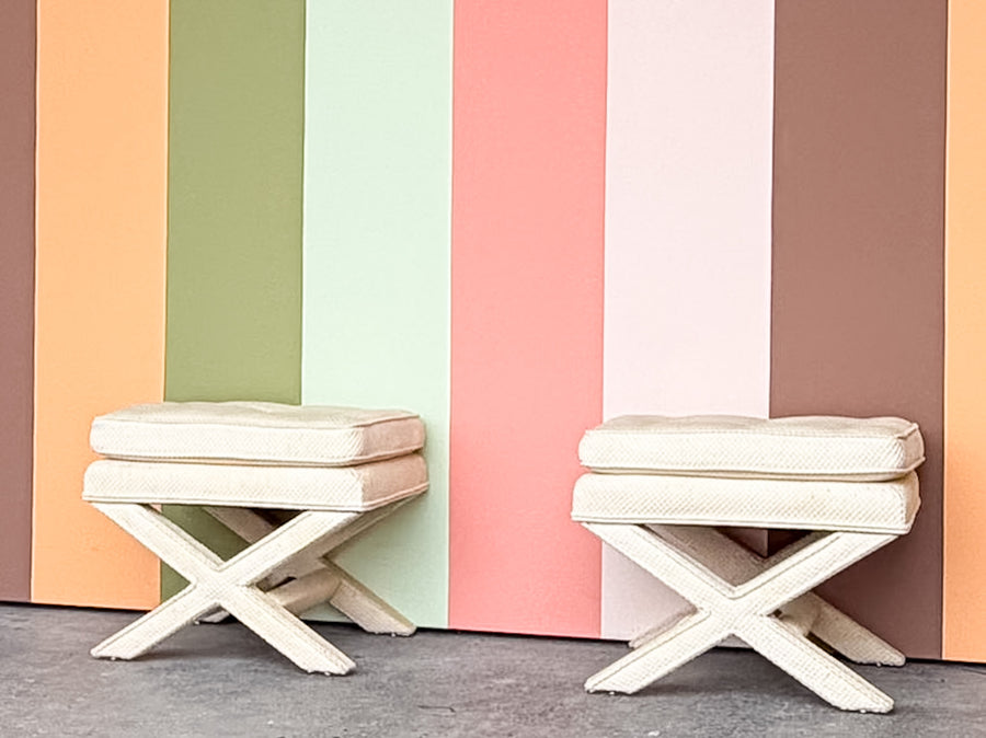 Pair of Upholstered X Benches