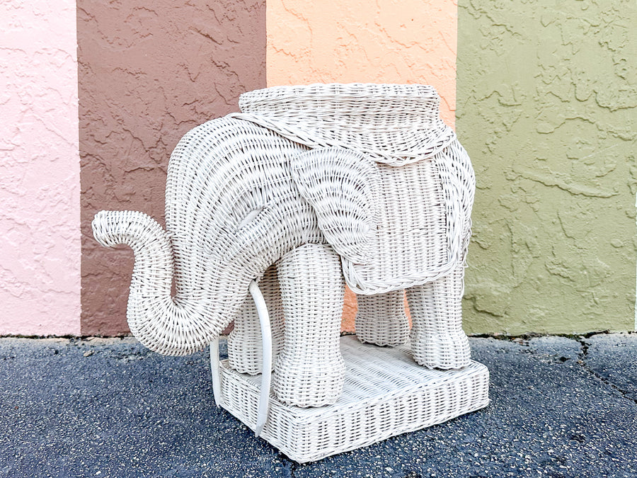 Wicker Elephant Garden Seat