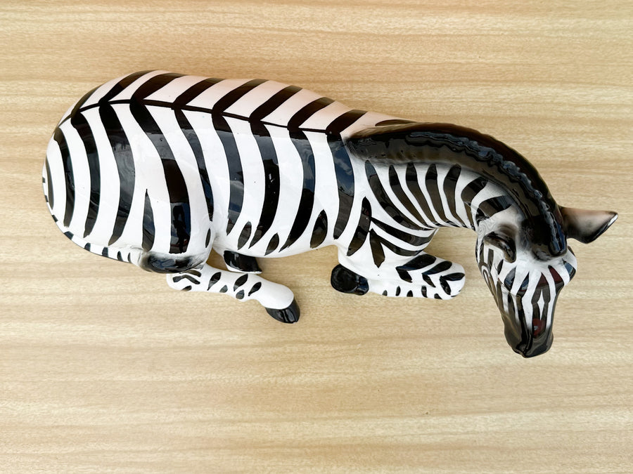Ceramic Lounging Zebra Statue