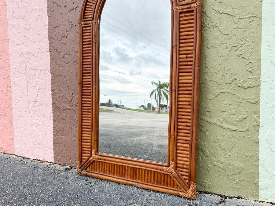 Old Florida Arch Rattan Mirror