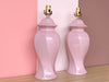 Pair of Pink Chic Swirl Ginger Jar Lamps