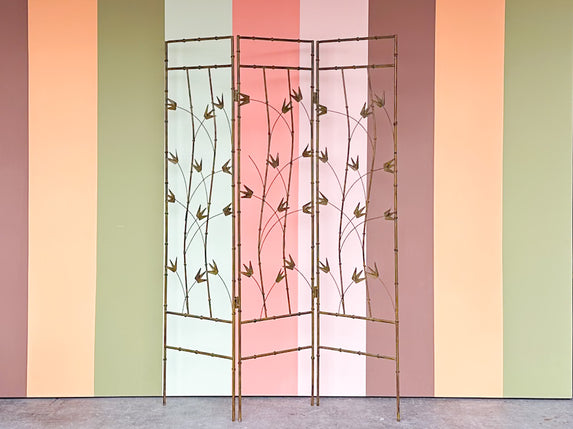 Faux Bamboo Metal Flower Screen