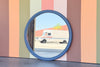 Large Round Navy Mirror