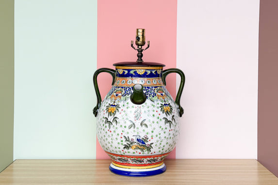 Large Hand Painted Urn Lamp