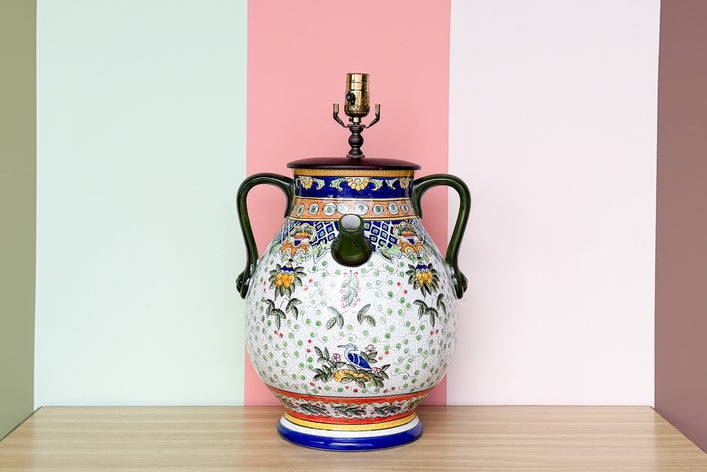 Large Hand Painted Urn Lamp