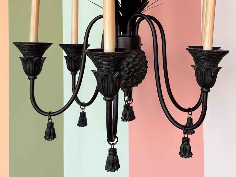Tole Pineapple and Tassel Chandelier