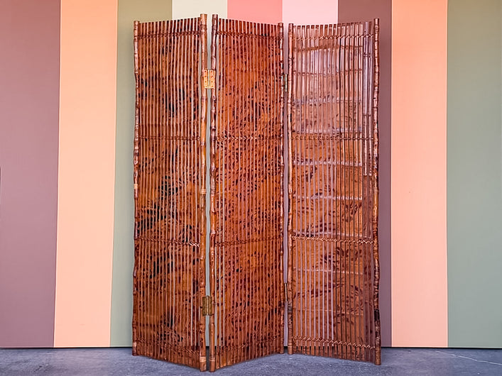 Tortoiseshell Bamboo Three Panel Screen