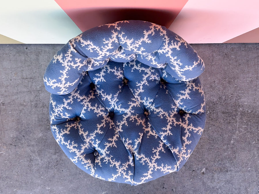Sweet Blue and White Upholstered Vanity Chair