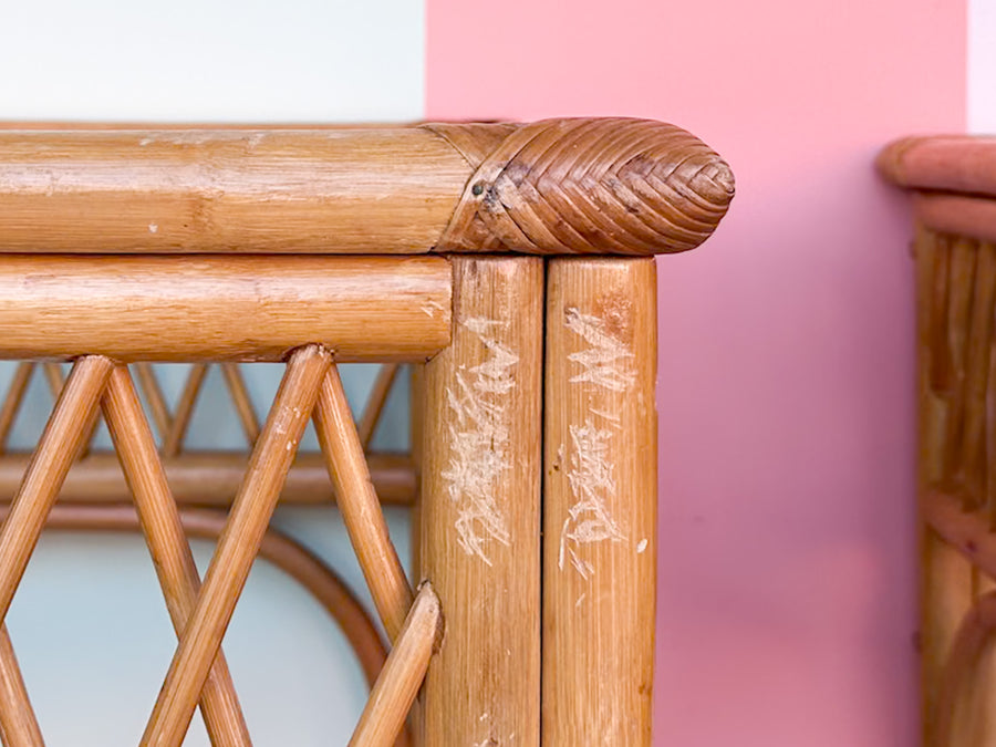 Pair of Kips Bay Show House Rattan Side Tables