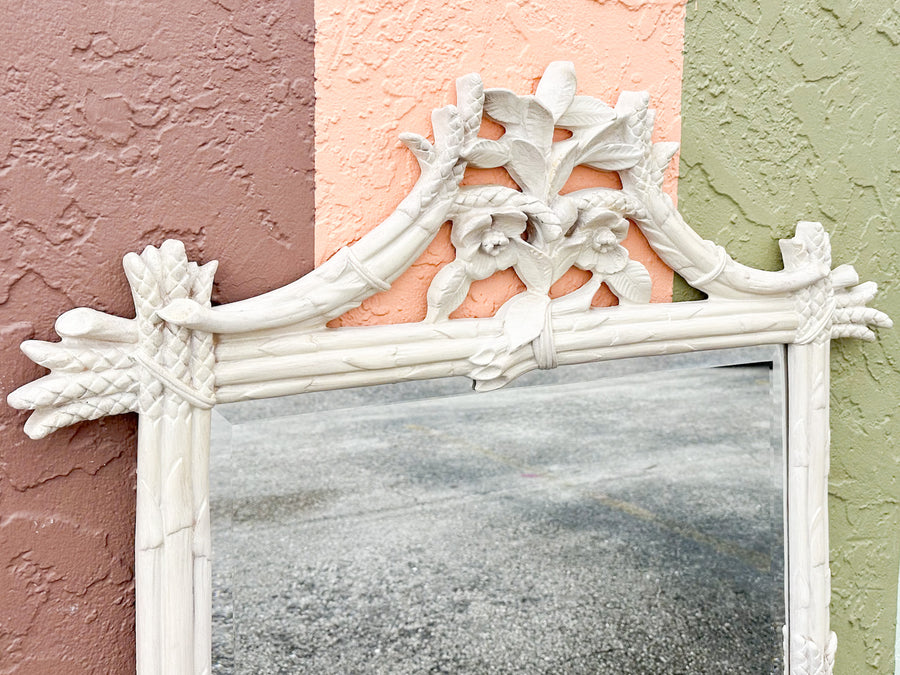 Elegant Carved Asparagus and Flower Mirror