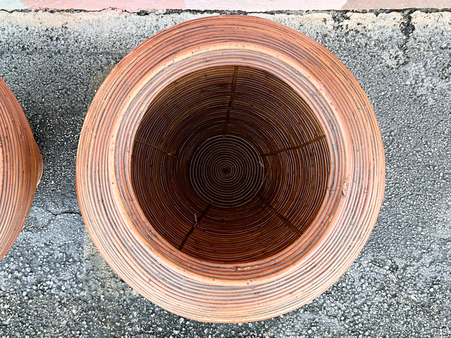 Pair of Large Pencil Reed Vases