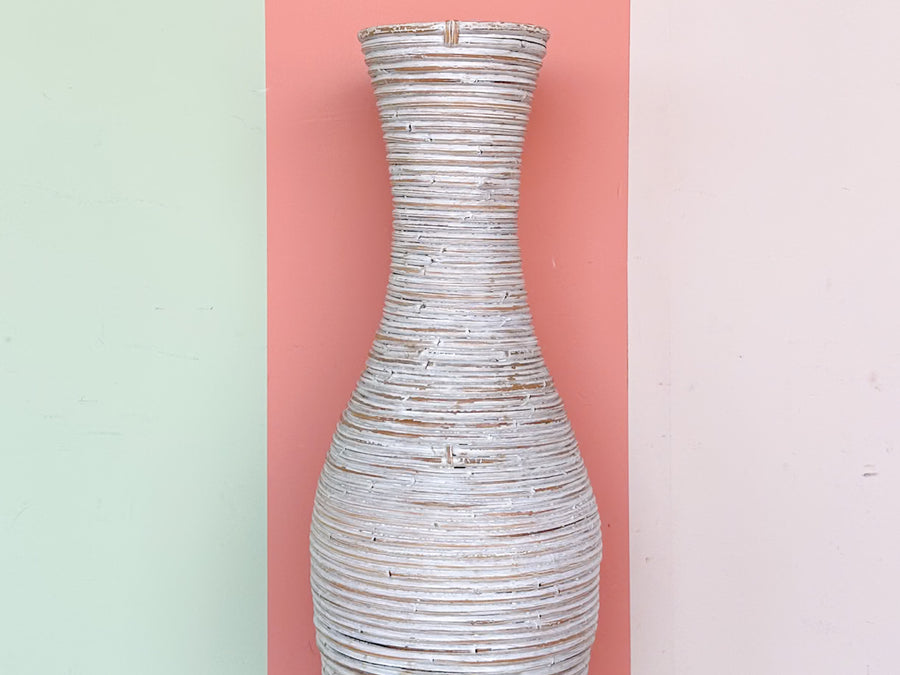 Pair of PIckled Pencil Reed Vases