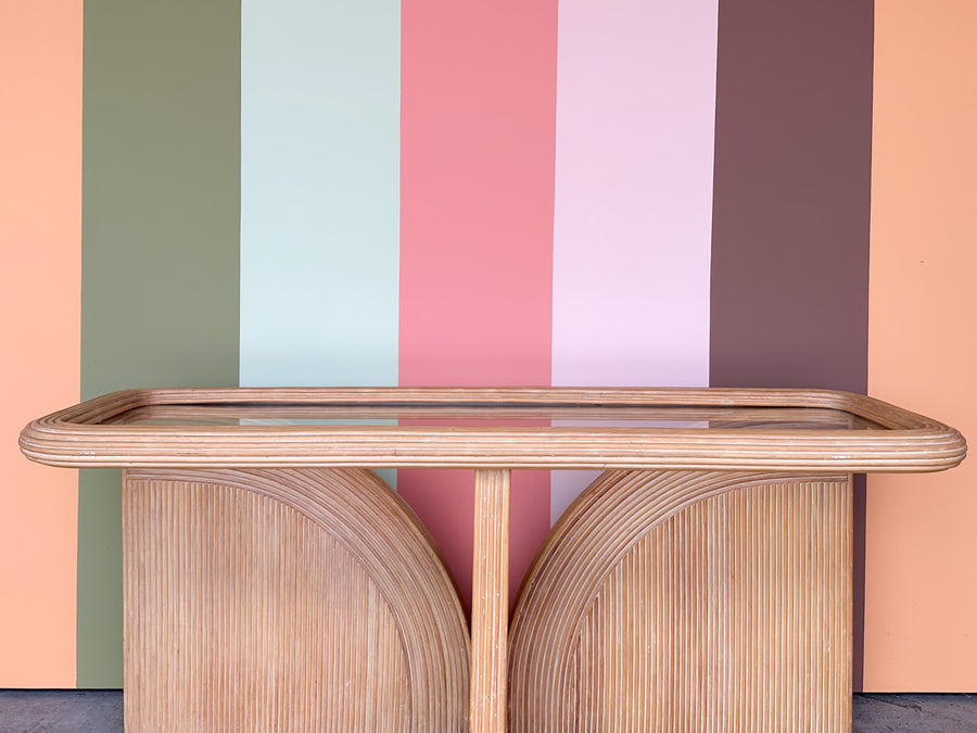 Pencil Reed Rattan Curved Console