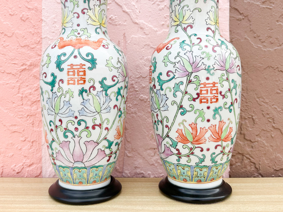 Pair of Colorful Chinoiserie Lamps