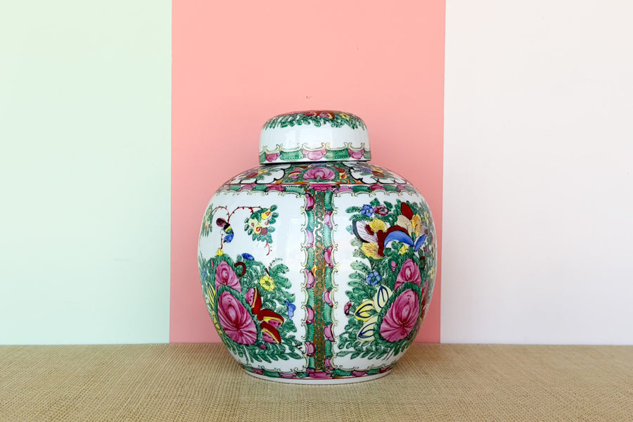 Large Colorful Chinoiserie Temple Jar