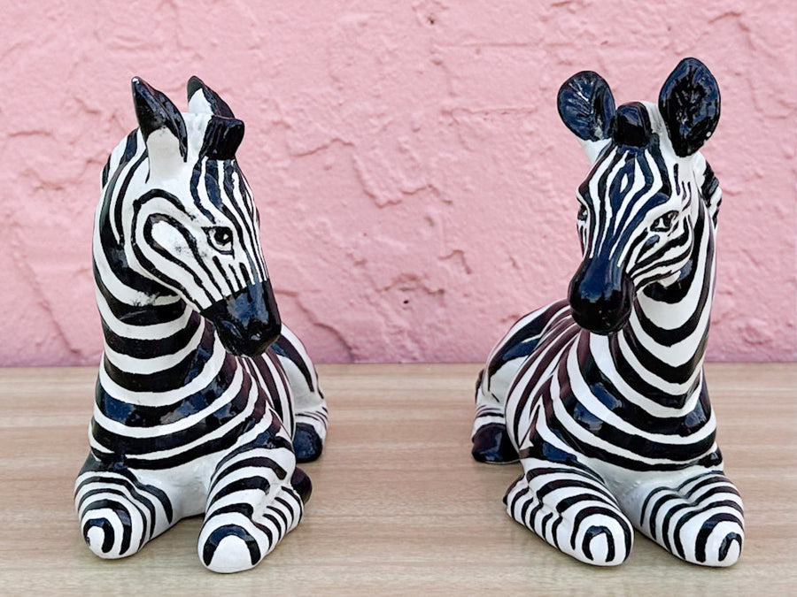 Pair of Petite Ceramic Italian Zebras