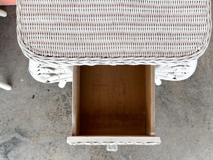 Pair of Fiddlehead Wicker Nightstands