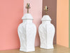 Pair of Painted White Chinoiserie Lamps