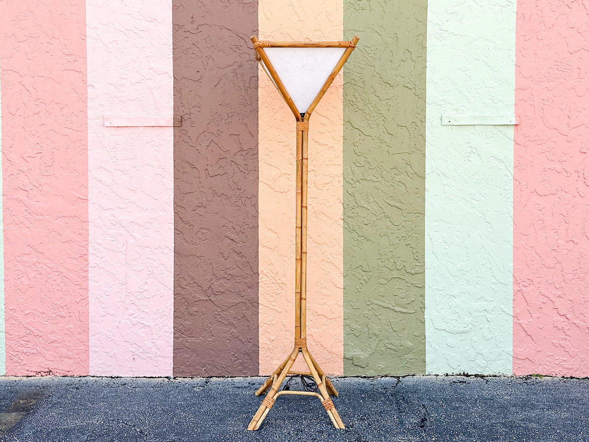 Old Florida Rattan Floor Lamp