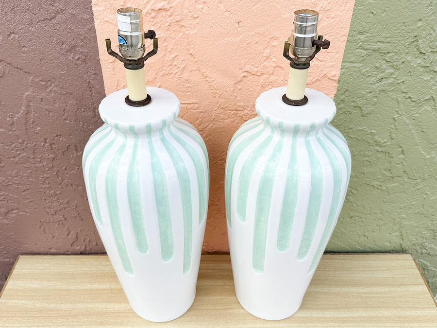 Pair of Seafoam Drip Lamps