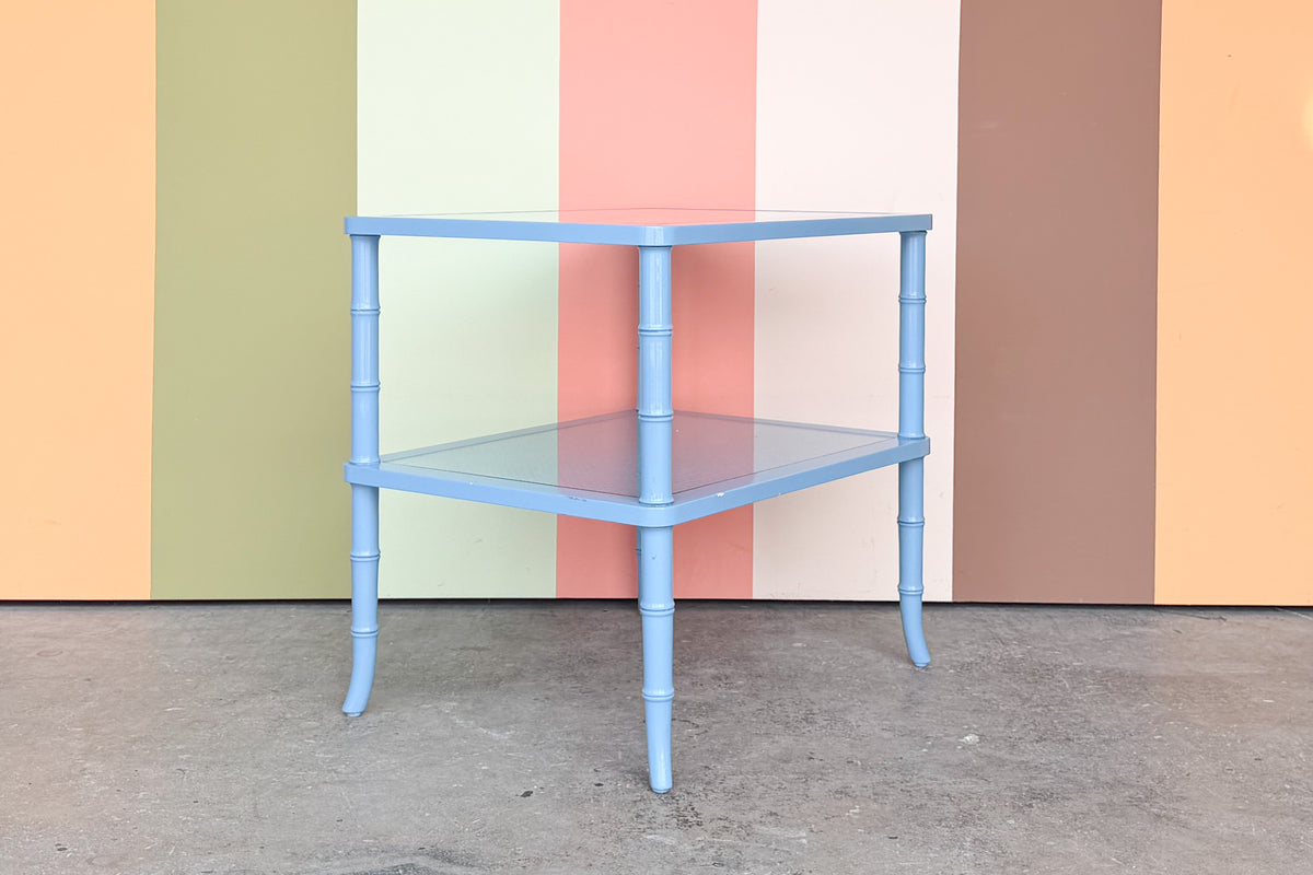 Faux Bamboo and Cane Side Table