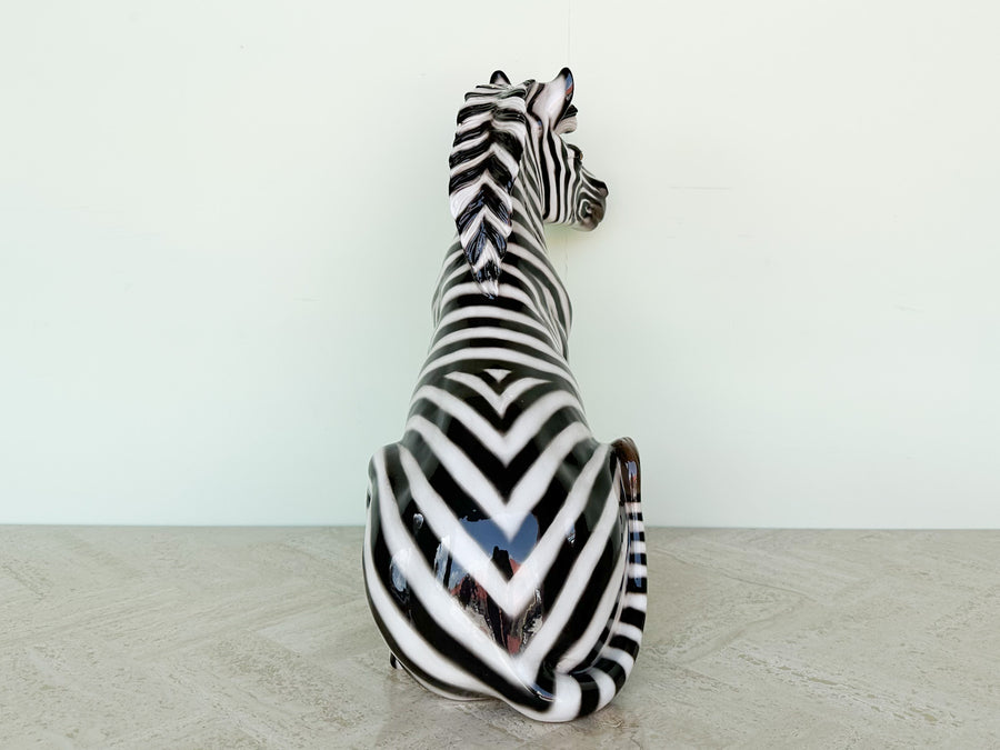 Large Lounging Italian Ceramic Zebra