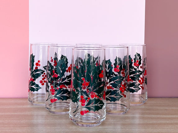 Set of Six Holly Tumblers