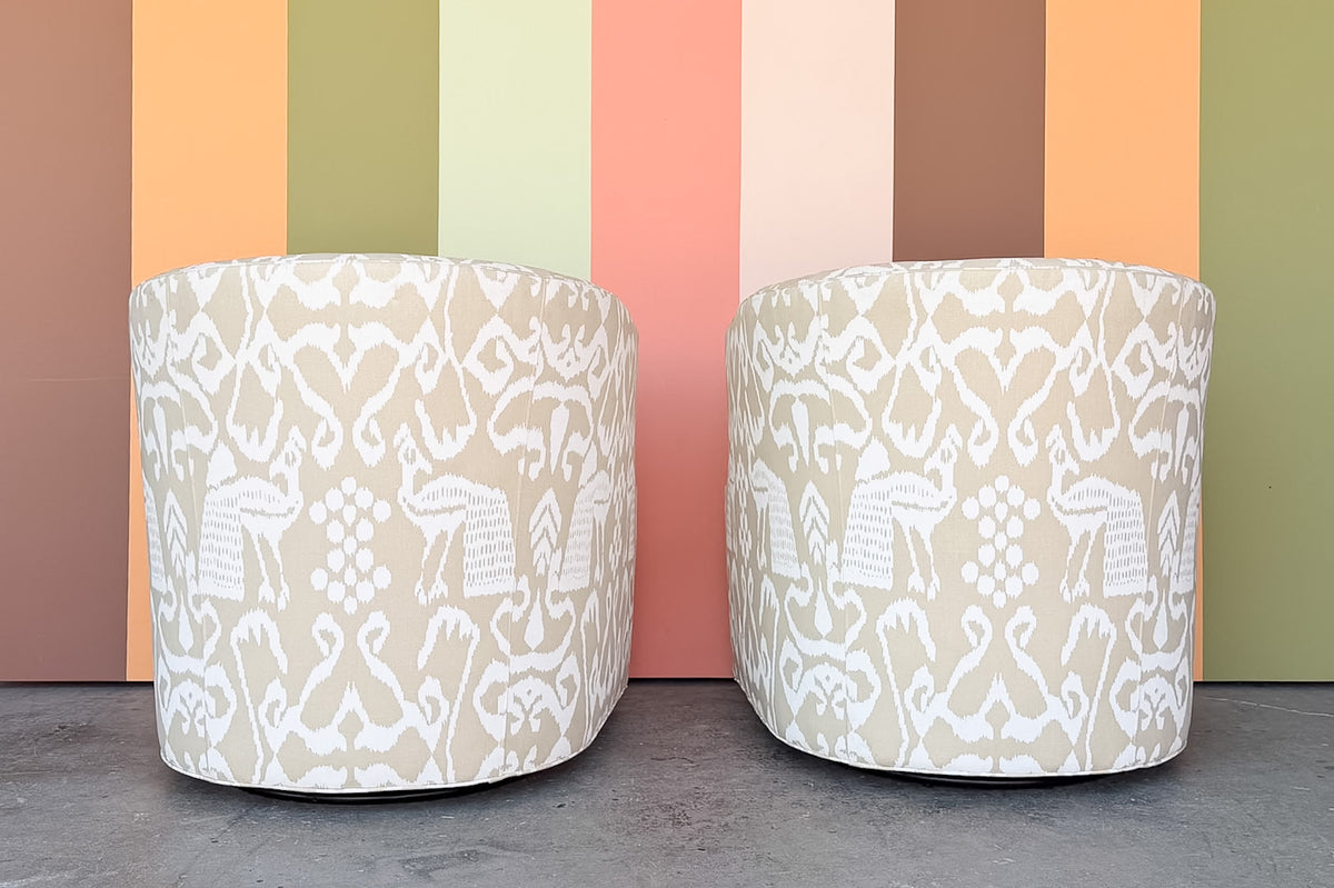 Pair of Newly Upholstered Swivel Chairs