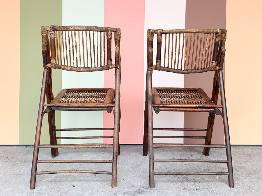 Pair of Bamboo Folding Chairs