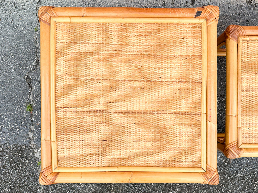 Set of Three Rattan Nesting Tables
