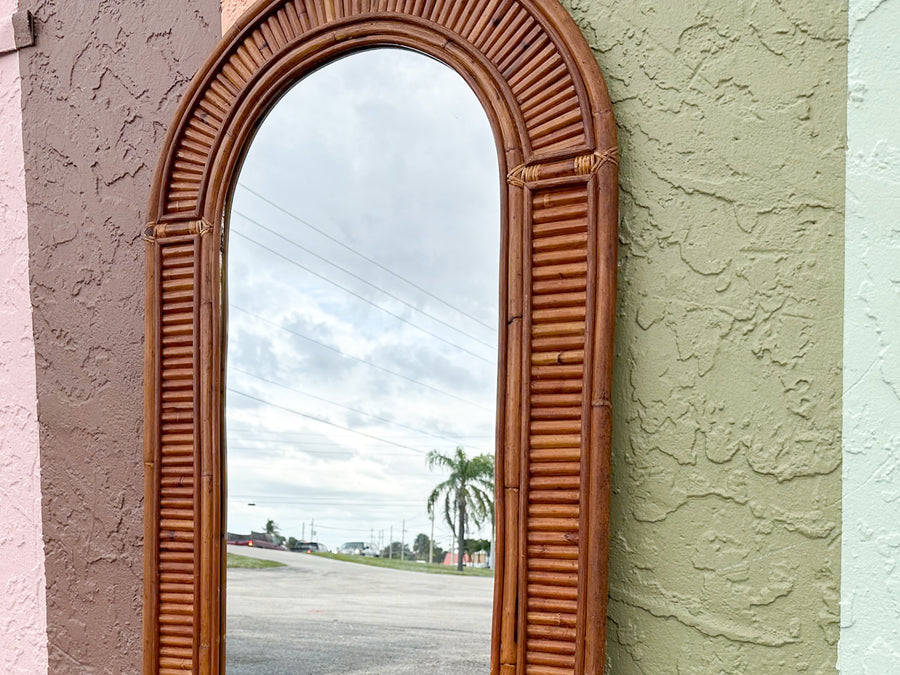 Old Florida Arch Rattan Mirror