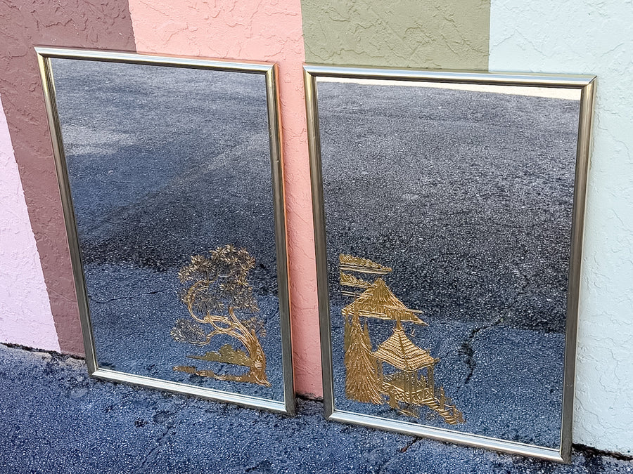 Pair of Chinoiserie Chic Mirrors