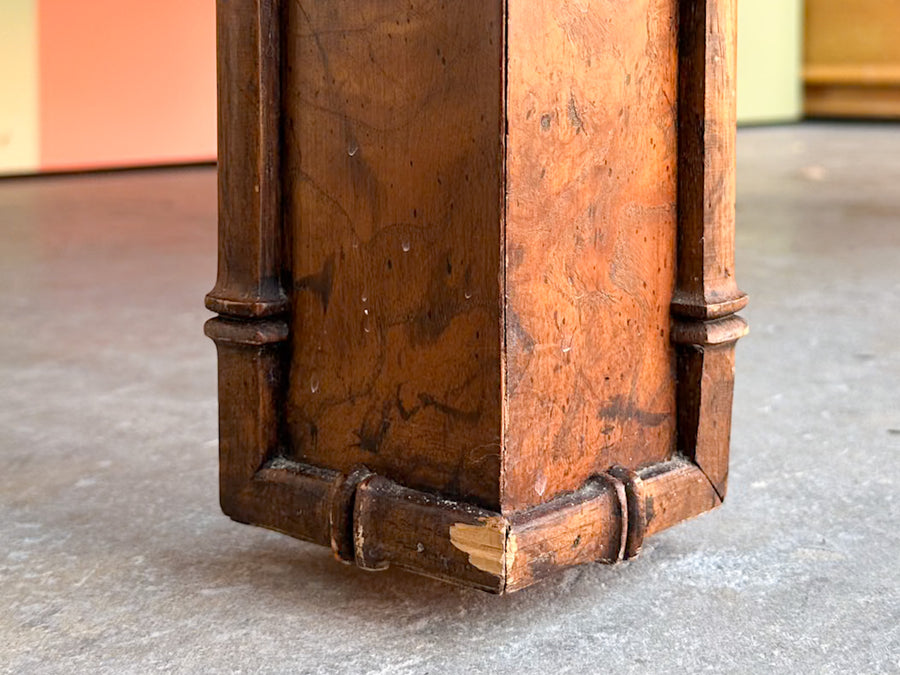 Walnut and Burl Wood Faux Bamboo Coffee Table