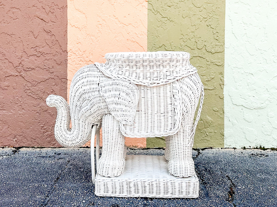 Wicker Elephant Garden Seat