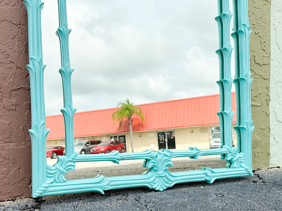 Caribbean Blue Gampel Stoll Palm Frond Mirror