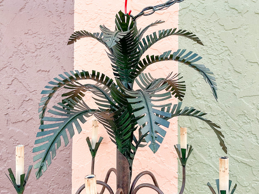 Curry and Company Tole Palm Chandelier