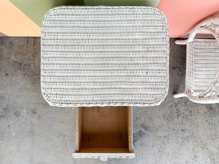 Pair of Fiddlehead Wicker Nightstands
