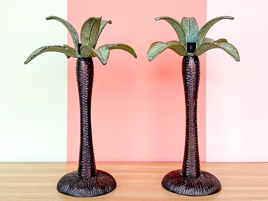 Pair of Palm Tree Candlesticks