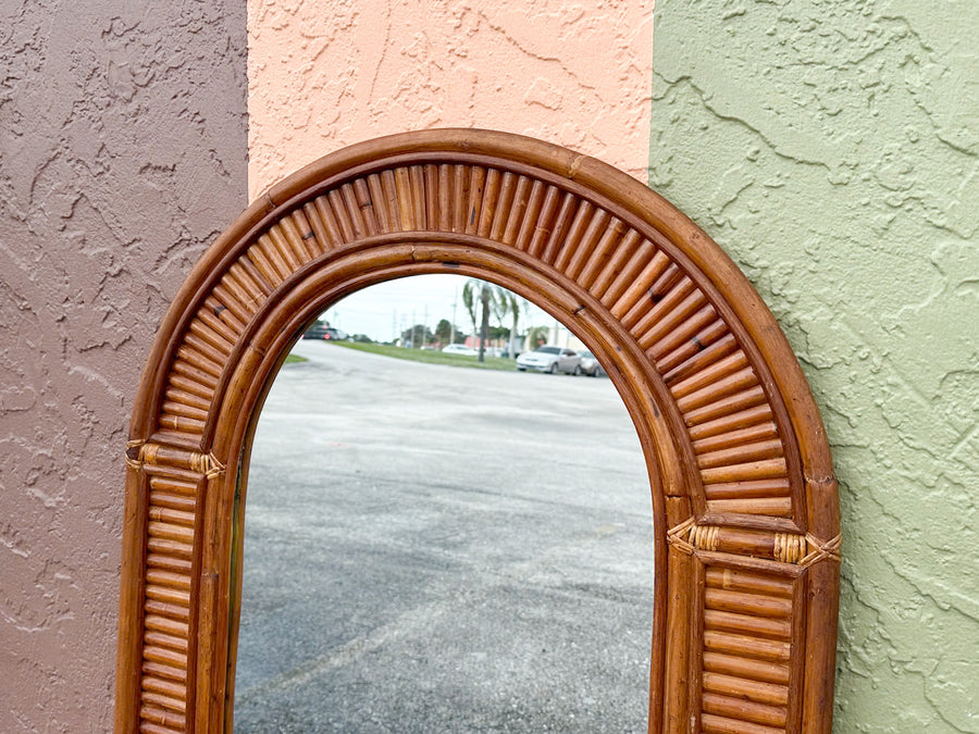 Old Florida Arch Rattan Mirror