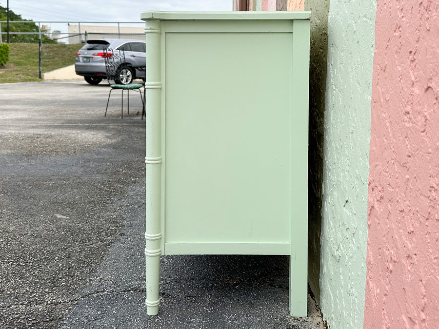 Painted Seafoam Faux Bamboo Dresser