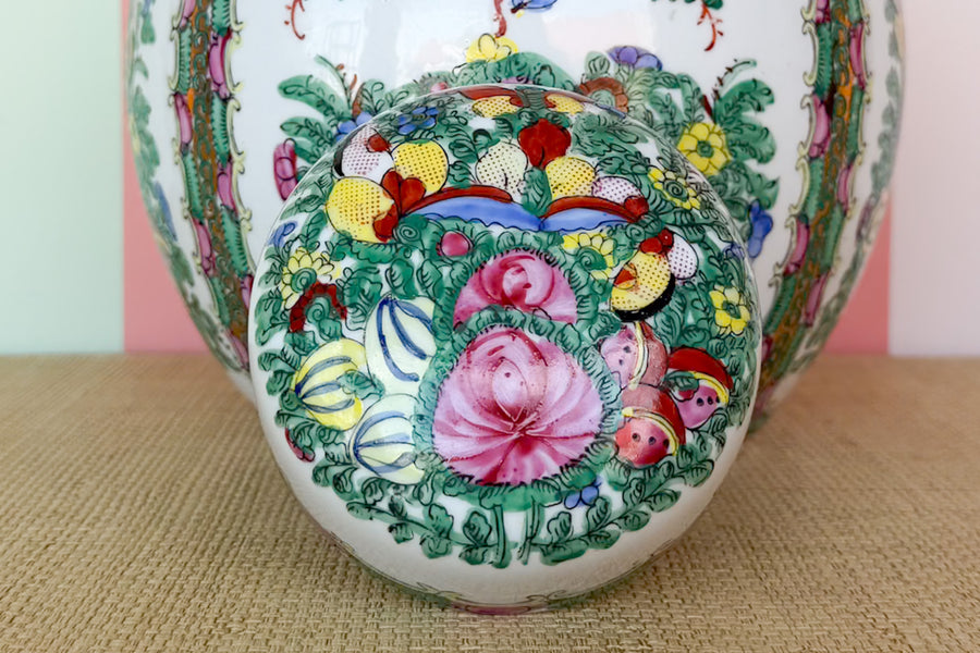 Large Colorful Chinoiserie Temple Jar