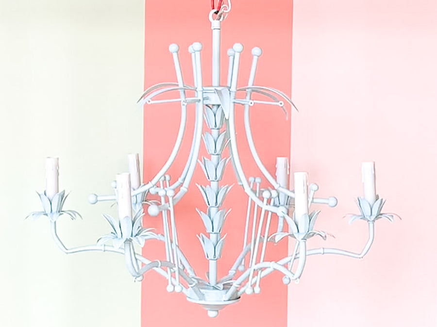 Newly Painted Faux Bamboo Tole Chandelier